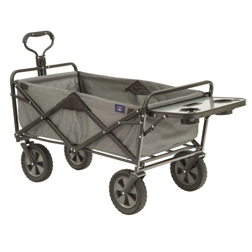 MacSports Collapsible Utility Wagon with Folding Table & Cup Holders, Gray