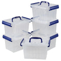 Parlynies 3L Plastic Storage Container Bin with Latching Lid, Small Storage Bin Tote Stackable and Nestable Organizing Box, Pack of 6 - image 1