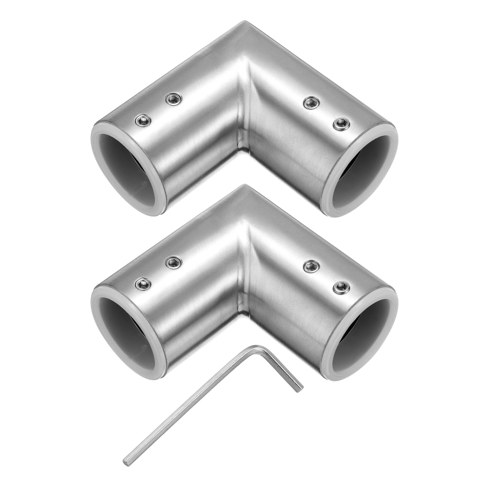 2-Pack Adjustable Corner Curtain Rod Connector, 304 Stainless Steel