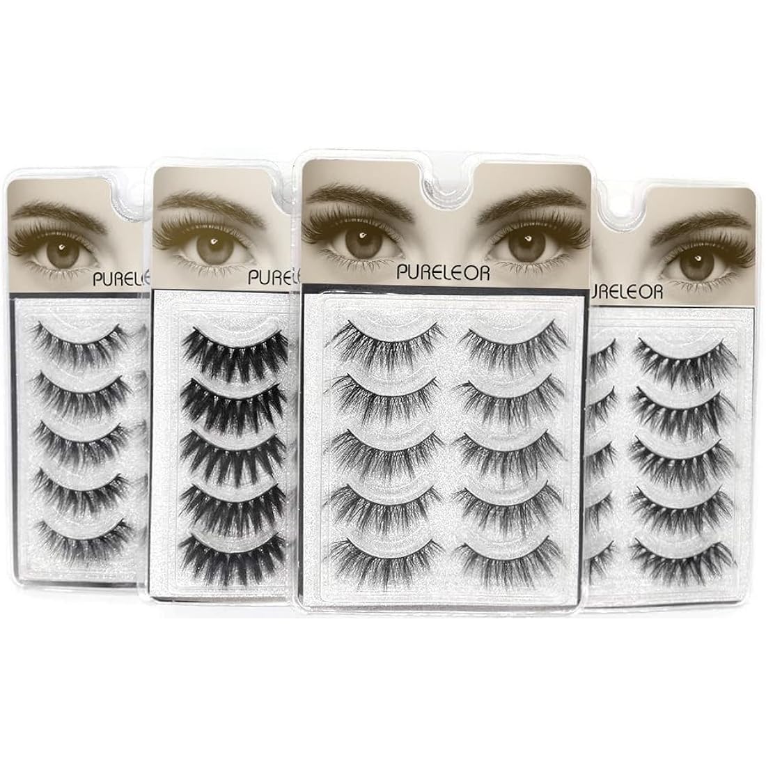 3D Faux Eyelashes – Natural Long Reusable Silk Lashes (5 Pairs)