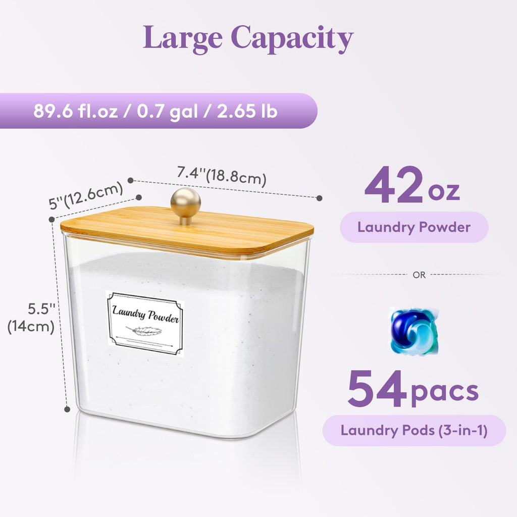 Lifewit Laundry Pods Container with Label Sticker& Scoop, 2L, 2 Pcs - image 2