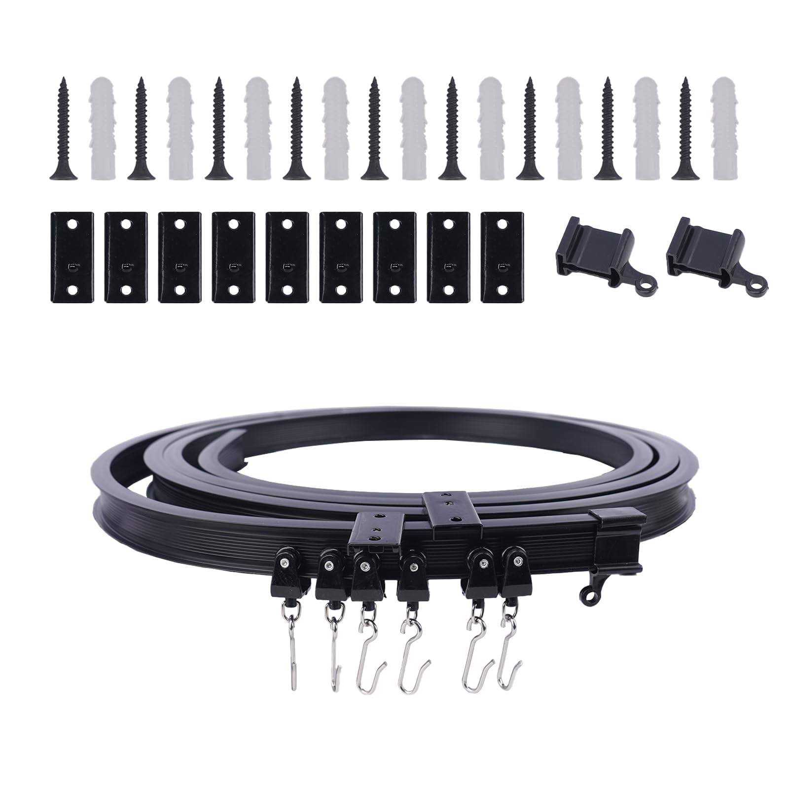 KJLEEN 3M Flexible Ceiling Curtain Track – Heavy Duty Bendable Rail, Black