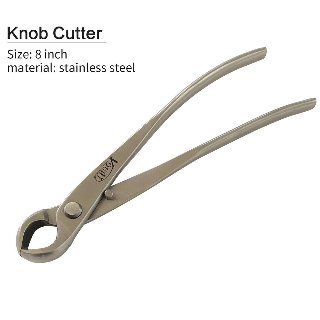 Vouiu 4-Piece 8" Stainless Steel Bonsai Tool Set with Concave Cutter