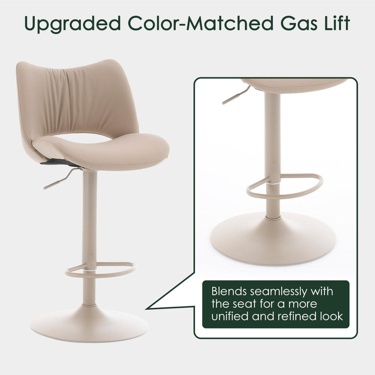 YOUNUOKE Single Bar Stool, Swivel Counter Height Barstool, Khaki - image 4