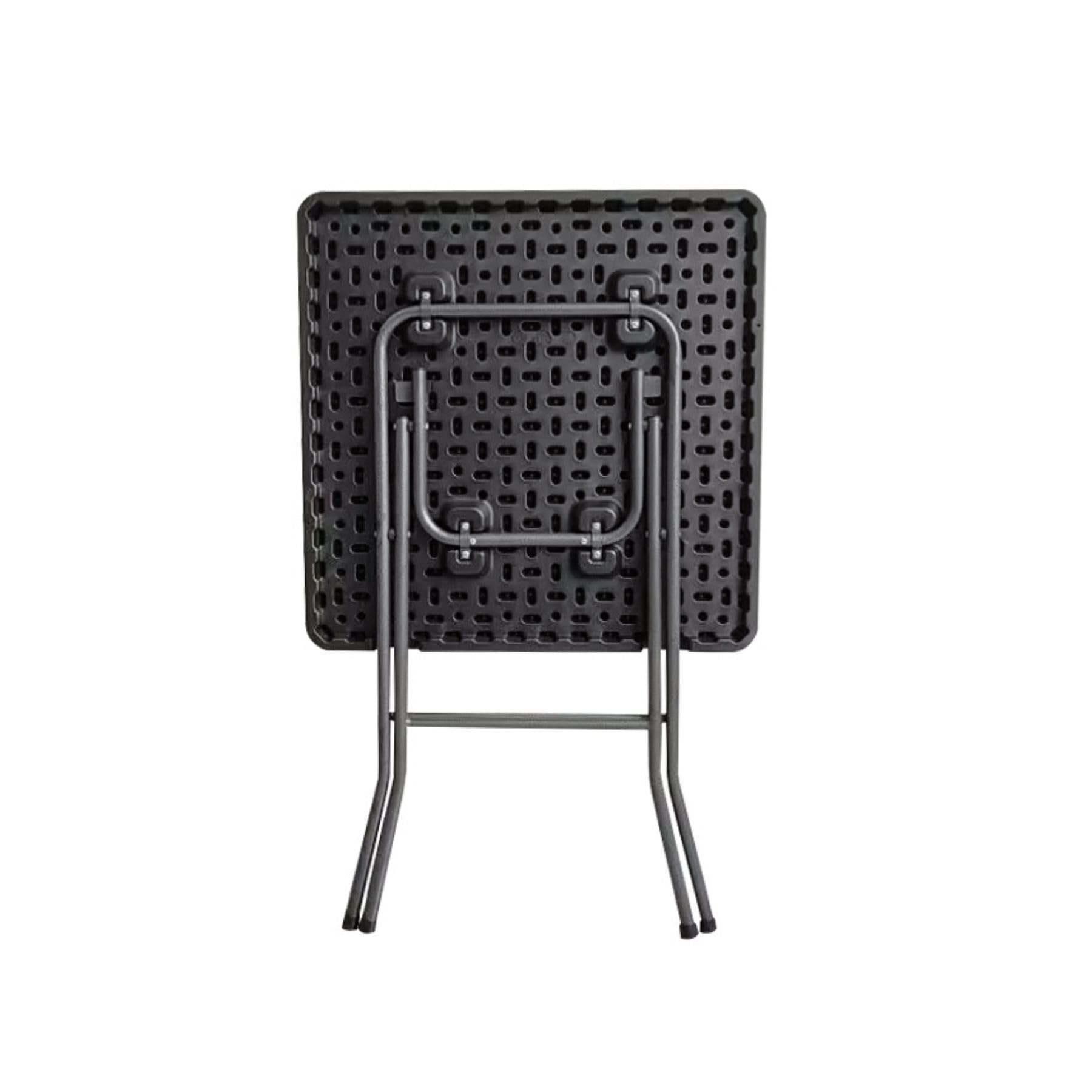 Home Source 3-Piece Folding Bistro Set | Black Steel & HDPE Patio Set