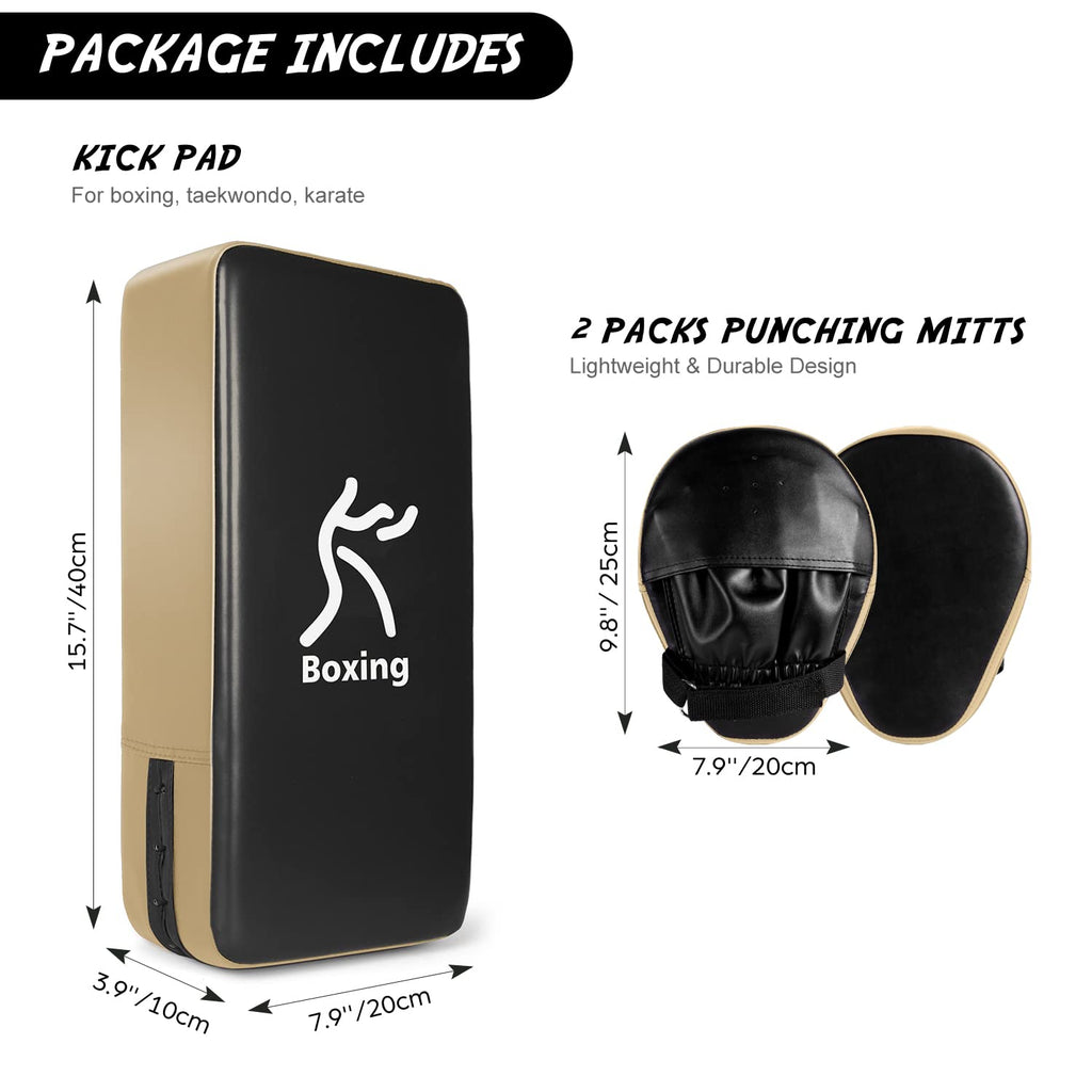 Odoland Boxing Punching Mitts and Kick Pad Set - PU Leather Focus Pads