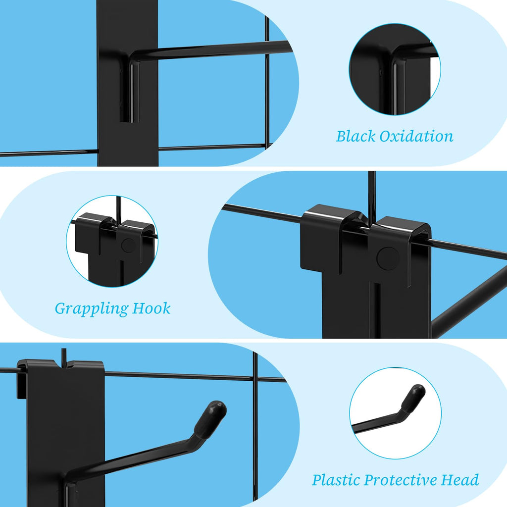 YFNVH 50 Pack Gridwall Hooks, Black Metal Display Hooks, 15 x 9 x 2.5 cm - image 3