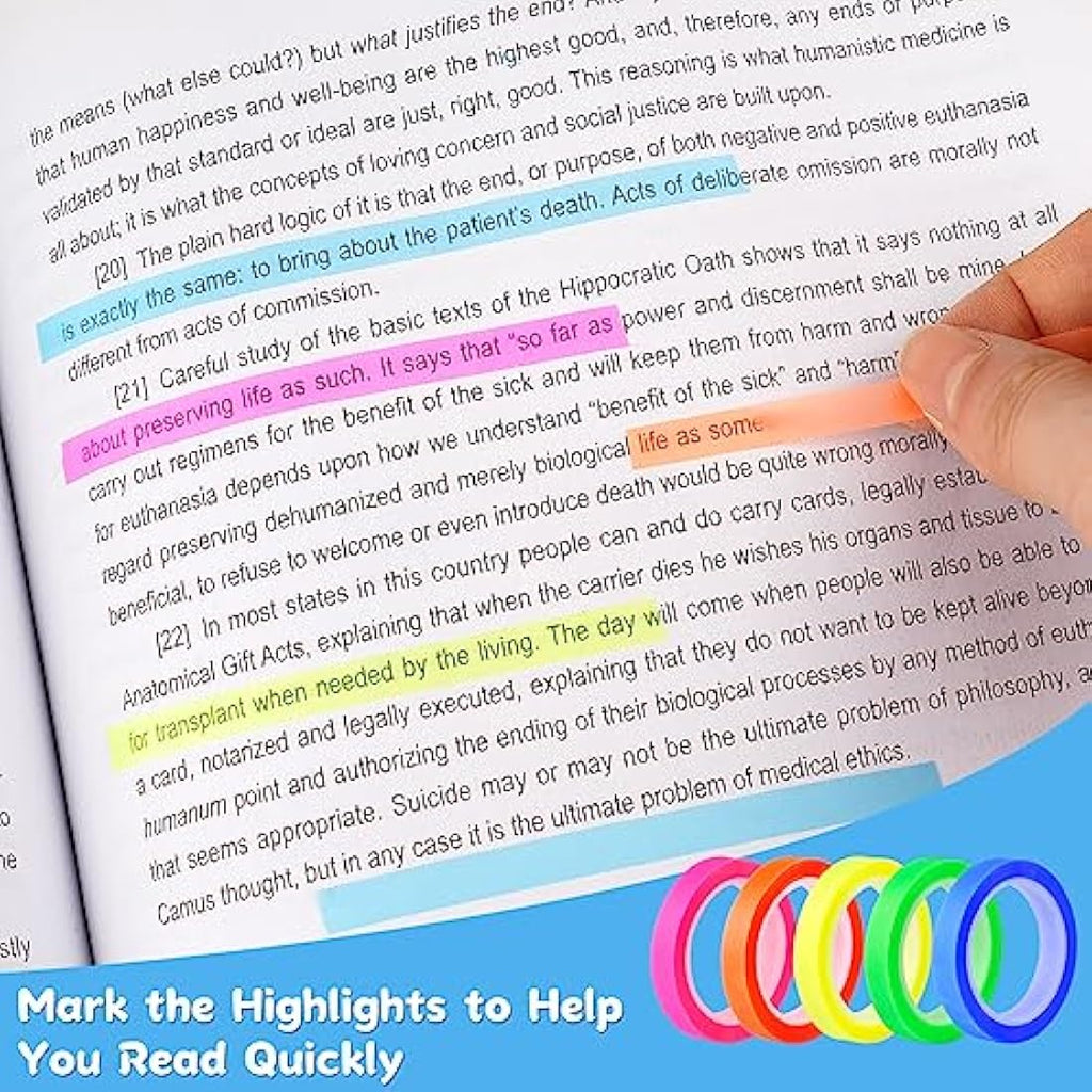 Hoiny Highlighter Tape | 10 Rolls Transparent Sticky Annotation Strips