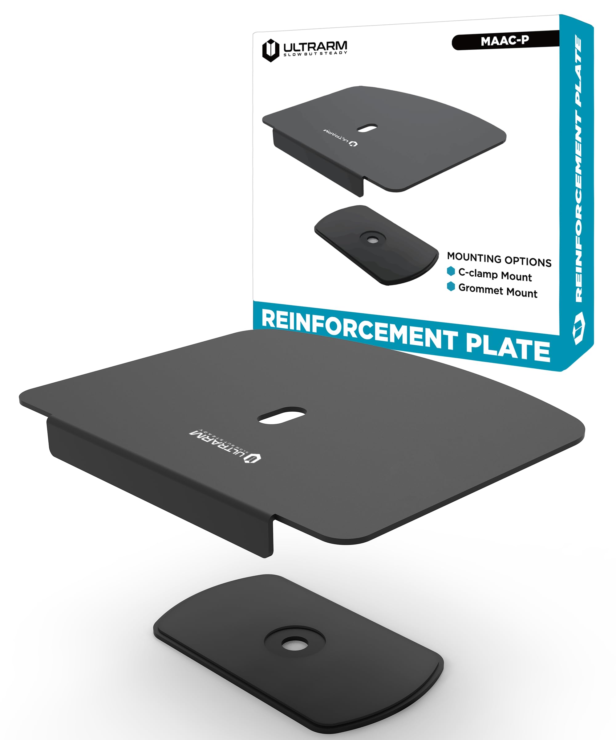 ULTRARM Steel Monitor Reinforcement Plate for Glass Desks, Black