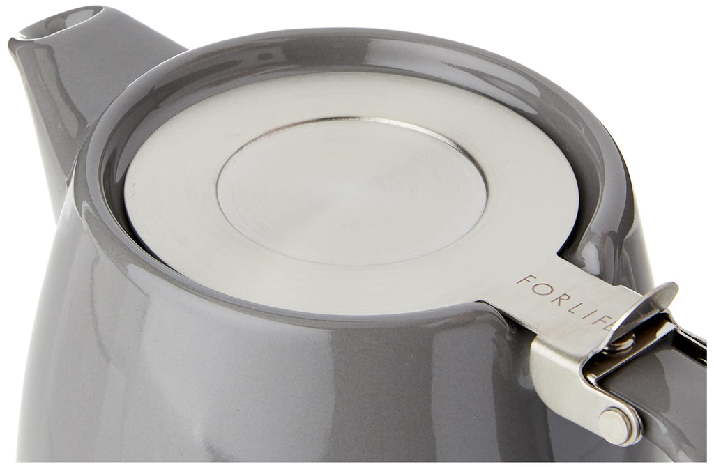 Forlife Stump Teapot with Infuser | 18 oz Ceramic Tea Pot - Grey
