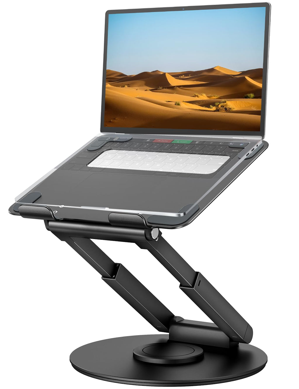 Tounee Telescopic Laptop Stand | 360 Swivel Sit-to-Stand Riser | Black