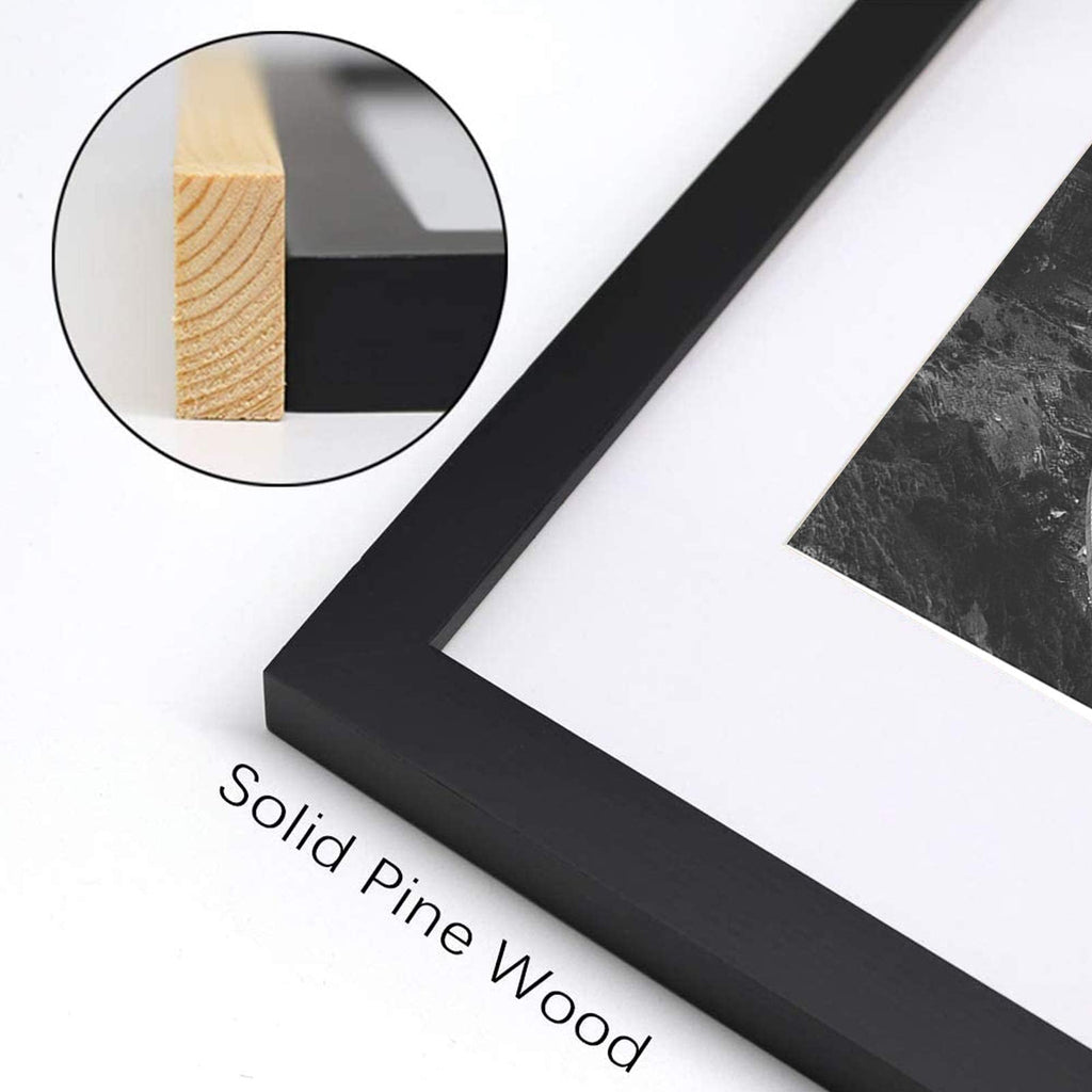 SILD A2 Poster Frame – Solid Wood Black Picture Frame with A3 Mount, Set of 2