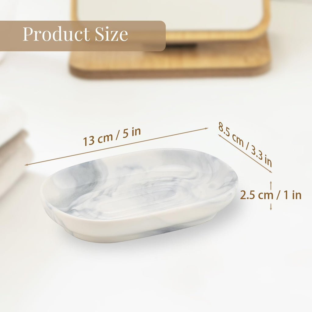 YoHyien Ceramic Soap Dish, Anti-Slip Marble Soap Dish for Bathroom, Soap Tray Dish, Soap Holder for Shower, Kitchen, and Sink - image 2