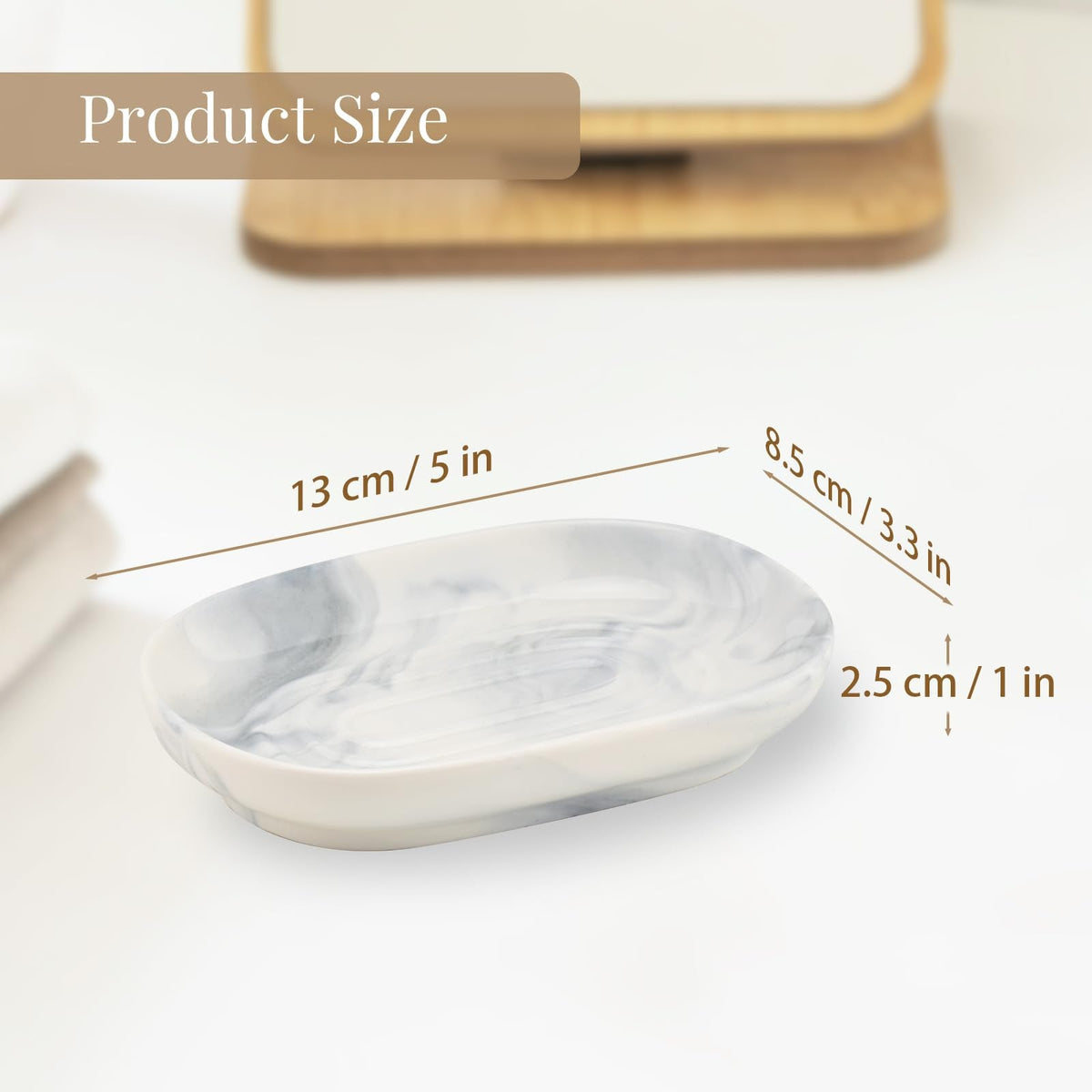 YoHyien Ceramic Soap Dish, Anti-Slip Marble Soap Dish for Bathroom, Soap Tray Dish, Soap Holder for Shower, Kitchen, and Sink - image 2