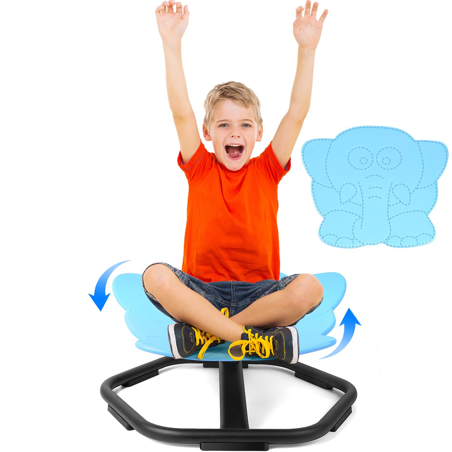 TERRAMUS Elephant Swivel Chair – 360 Sensory Sit and Spin Toy for Kids