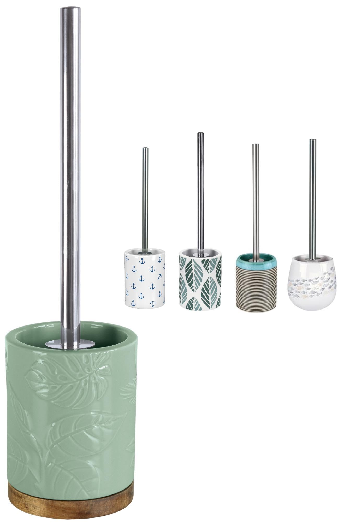 KW Luxury Stoneware Toilet Brush and Holder – Maldives Green Tropical