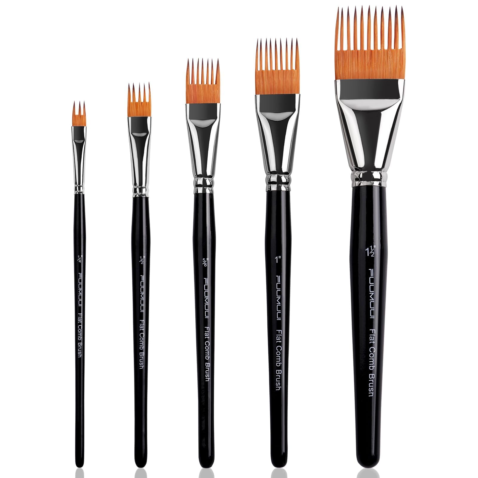 Fuumuui 5PCS Grainer Brush Set | Professional Flat Comb Texture Brushes
