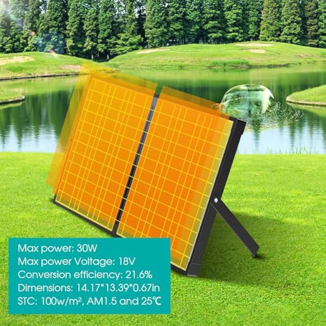 Biling 30W Solar Pond Filter Kit - 1200 L/H Pump with 4 Nozzles