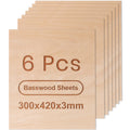 ROWOOD Basswood Plywood Sheets | 3mm A3 Laser Engraving Boards | 6PCS