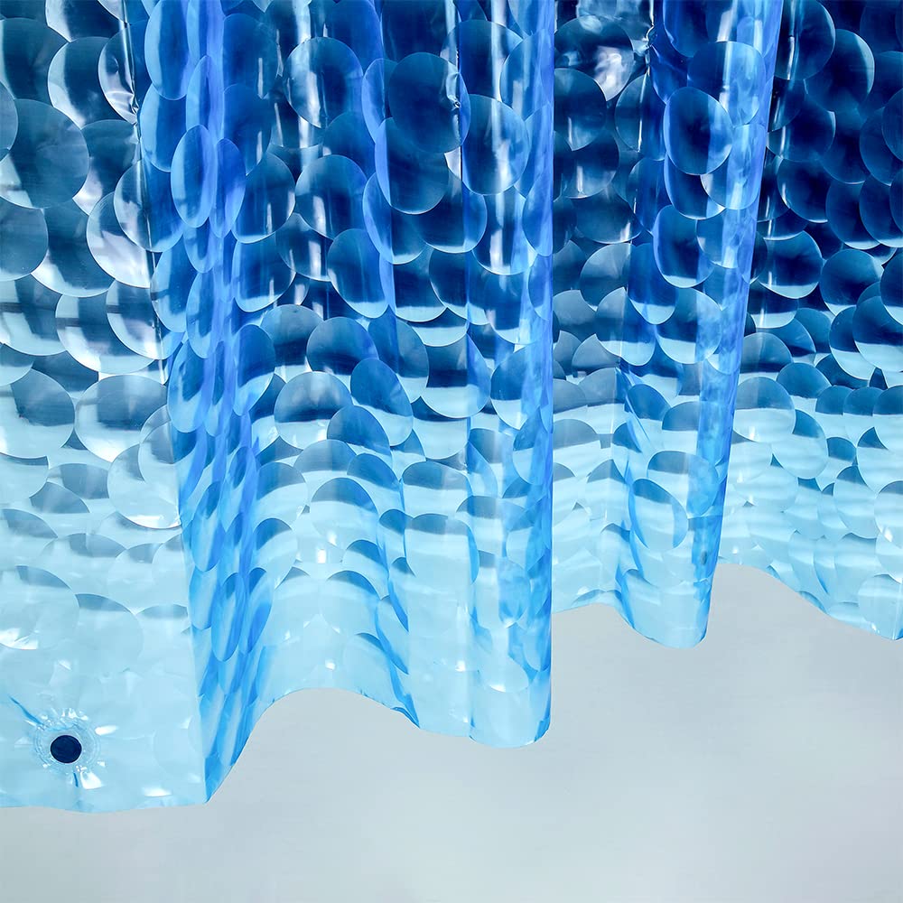 Ga-Geetopia Blue Water Cube EVA Shower Curtain Liner | 72x72 Magnetic