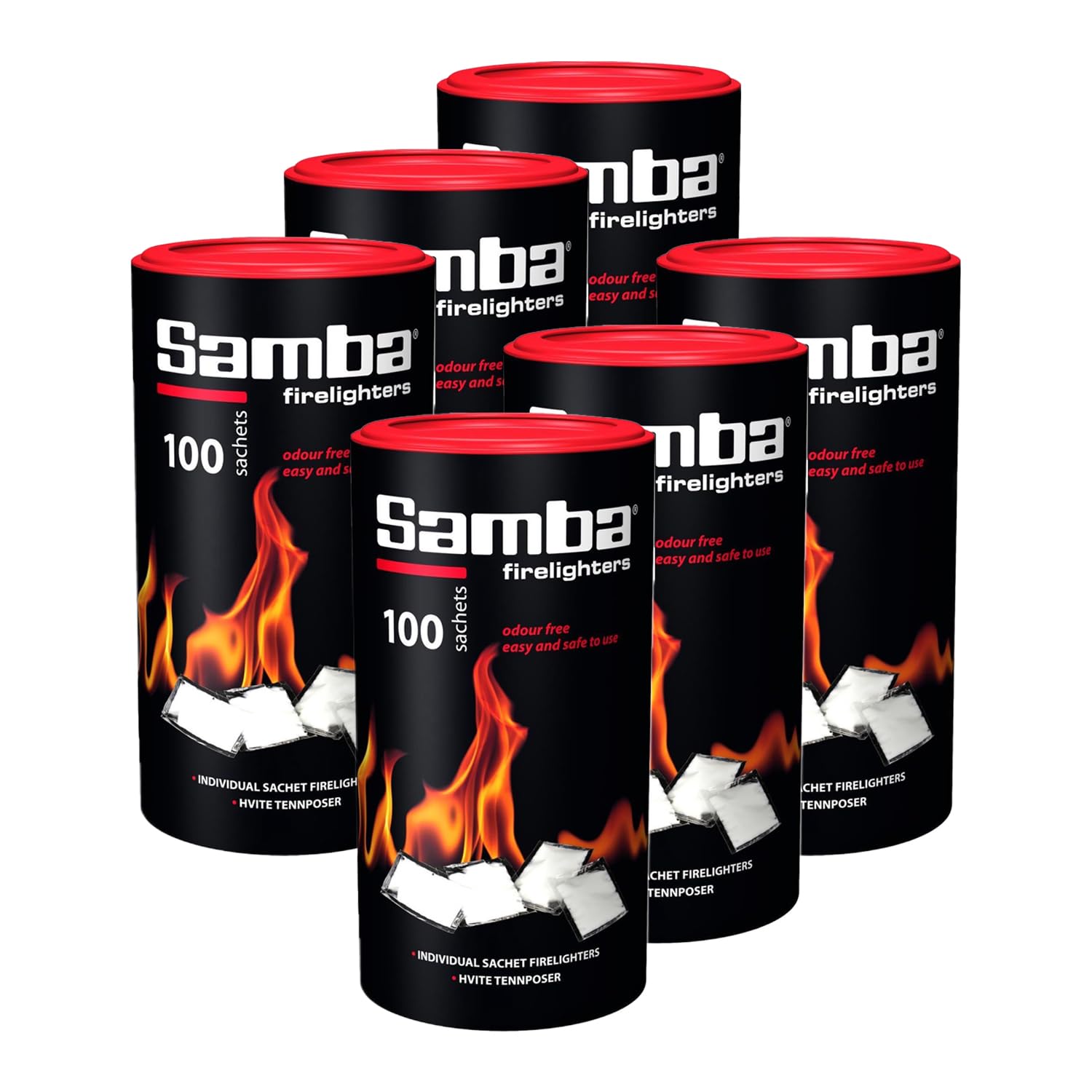 Samba Odourless Firelighter Sachets – 600 Pack for BBQs and Wood Burners