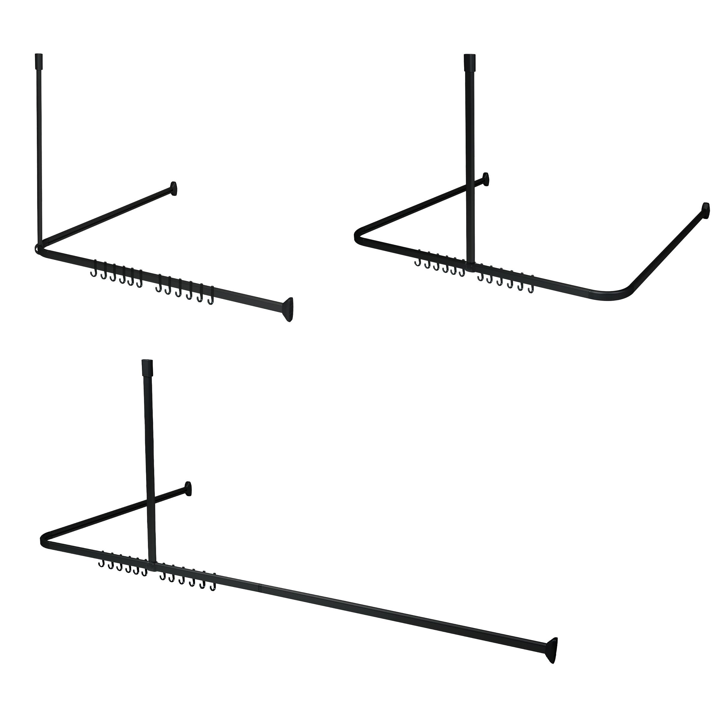 Sealskin Duschvorhangstangen-Set – Flexibel, ABS, Schwarz, 60-80 cm