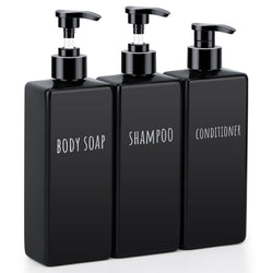 Segbeauty 3-Pack Refillable Shampoo and Conditioner Bottles – 16.9oz Black