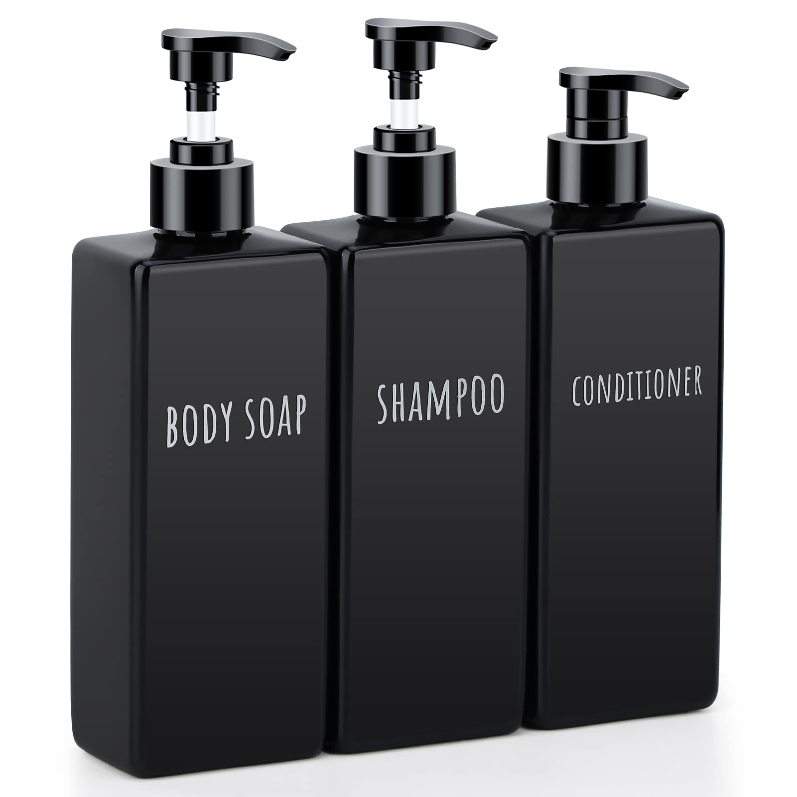 Segbeauty 3-Pack Refillable Shampoo and Conditioner Bottles – 16.9oz Black
