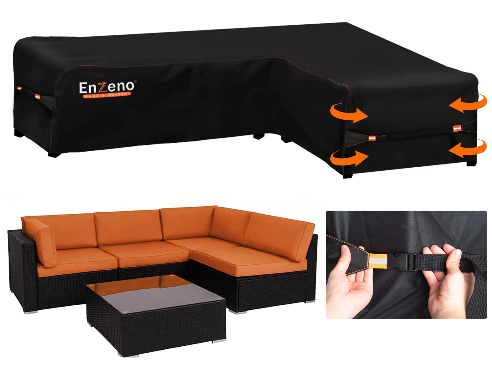 Enzeno L-Shape Garden Furniture Cover | 420D Heavy Duty Waterproof Oxford