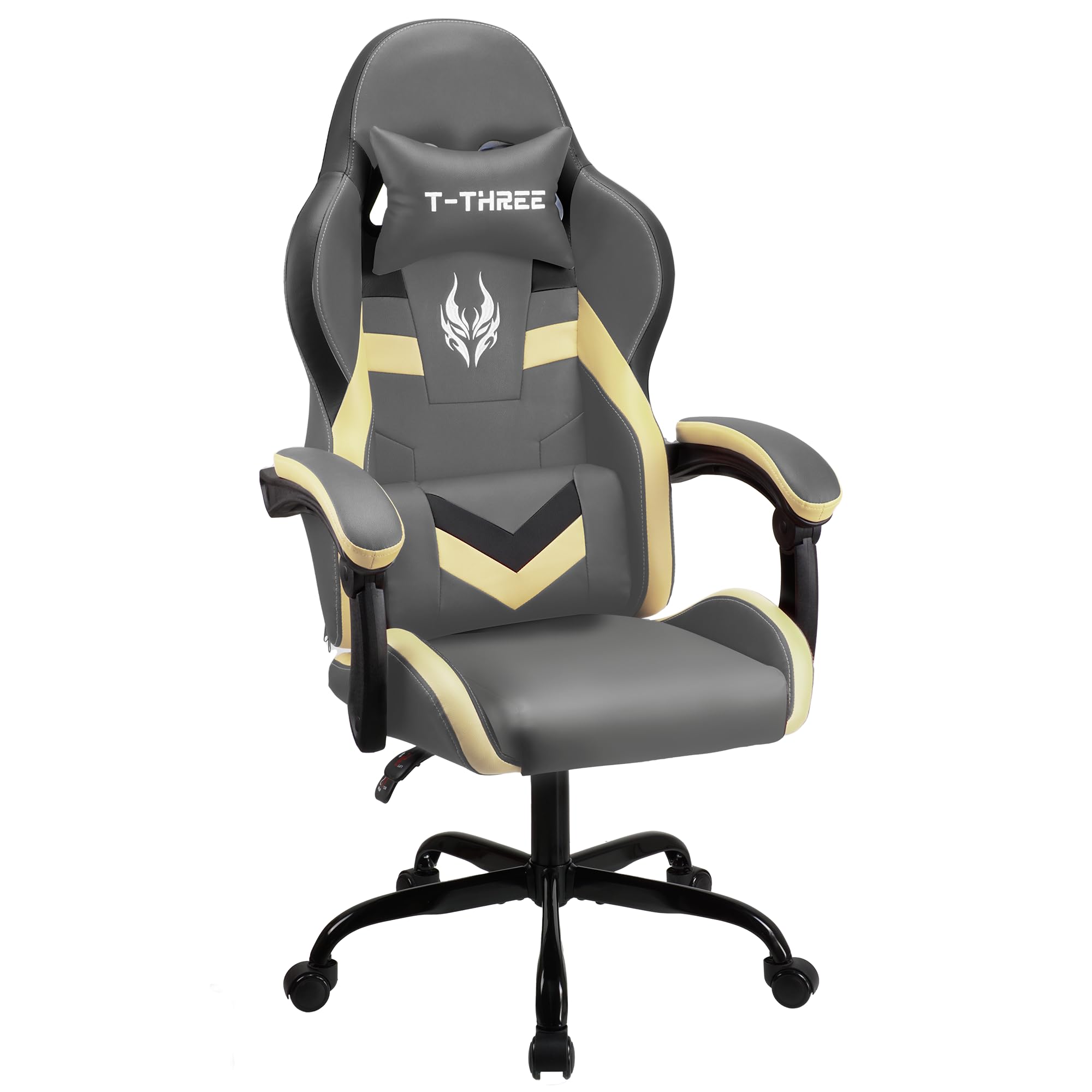 T-THREE Ergonomic High-Back Mesh Gaming Chair with Lumbar Support - White