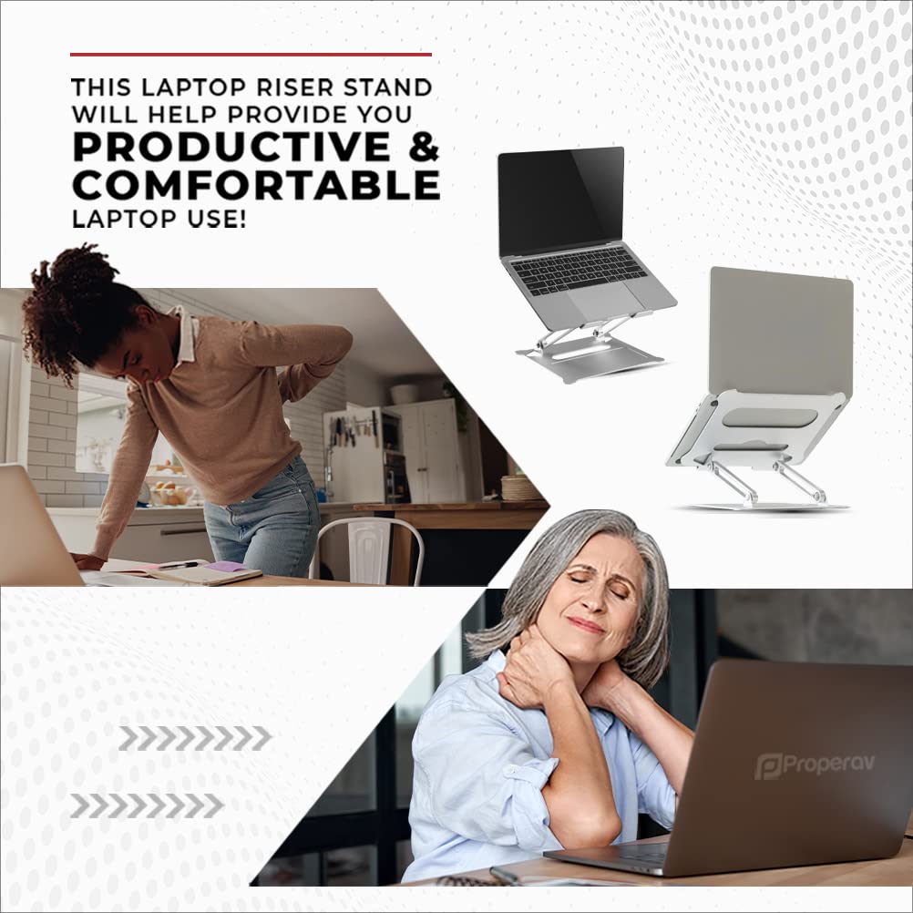 Properav Adjustable Aluminium Laptop & Tablet Stand Holder, Fully Adjustable Height & Angle Riser for MacBook Air/Pro, Dell, HP, ASUS, Google, Lenovo - image 4