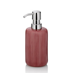 kela AVA Ceramic Soap Dispenser – 350ml Refillable Pump Bottle, Red