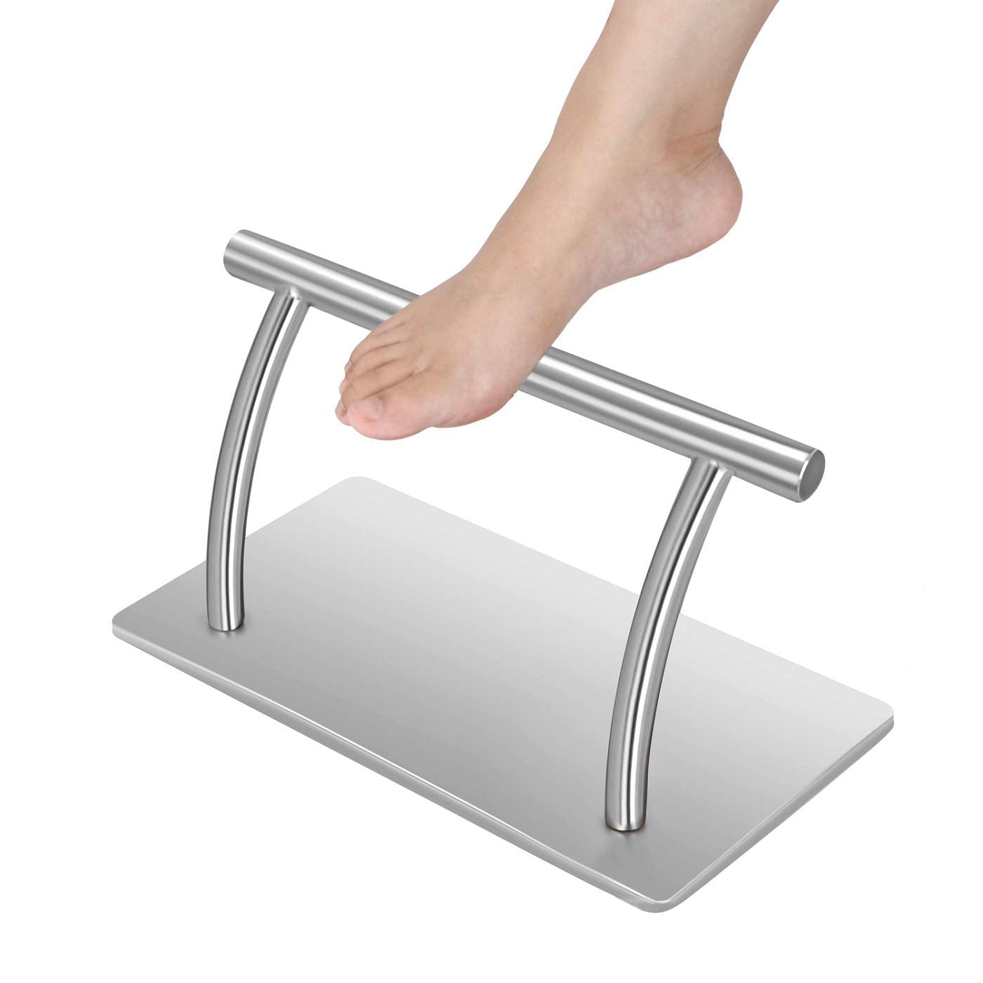 Kaleurrier Stainless Steel Mobile Footrest | Brushed Silver Salon Foot Rest