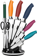 Nuovva 8-Piece Stainless Steel Kitchen Knife Set with Spinning Block