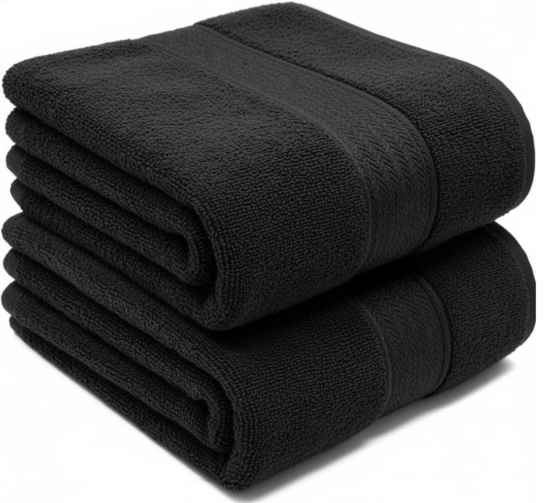 UK furniture Premium Jumbo Bath Sheets 90 x 150 cm-2 Pack 100% Egyptian Cotton Super Absorbent Extra Large Bath Sheet Quick Dry Hotel Quality - image 1