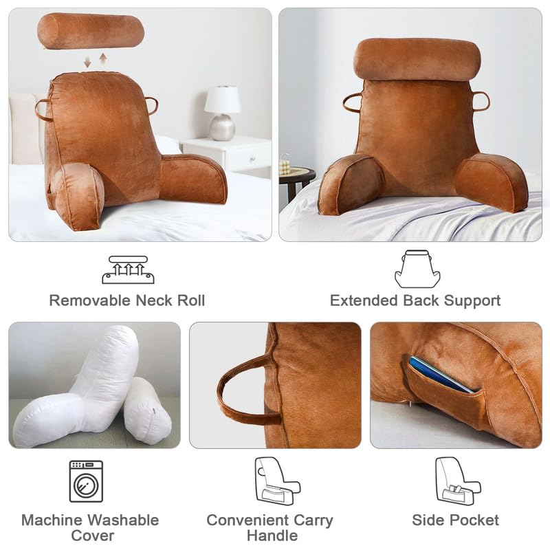 Mingfuxin Reading Pillow | Velvet Bed Backrest with Neck and Arm Support