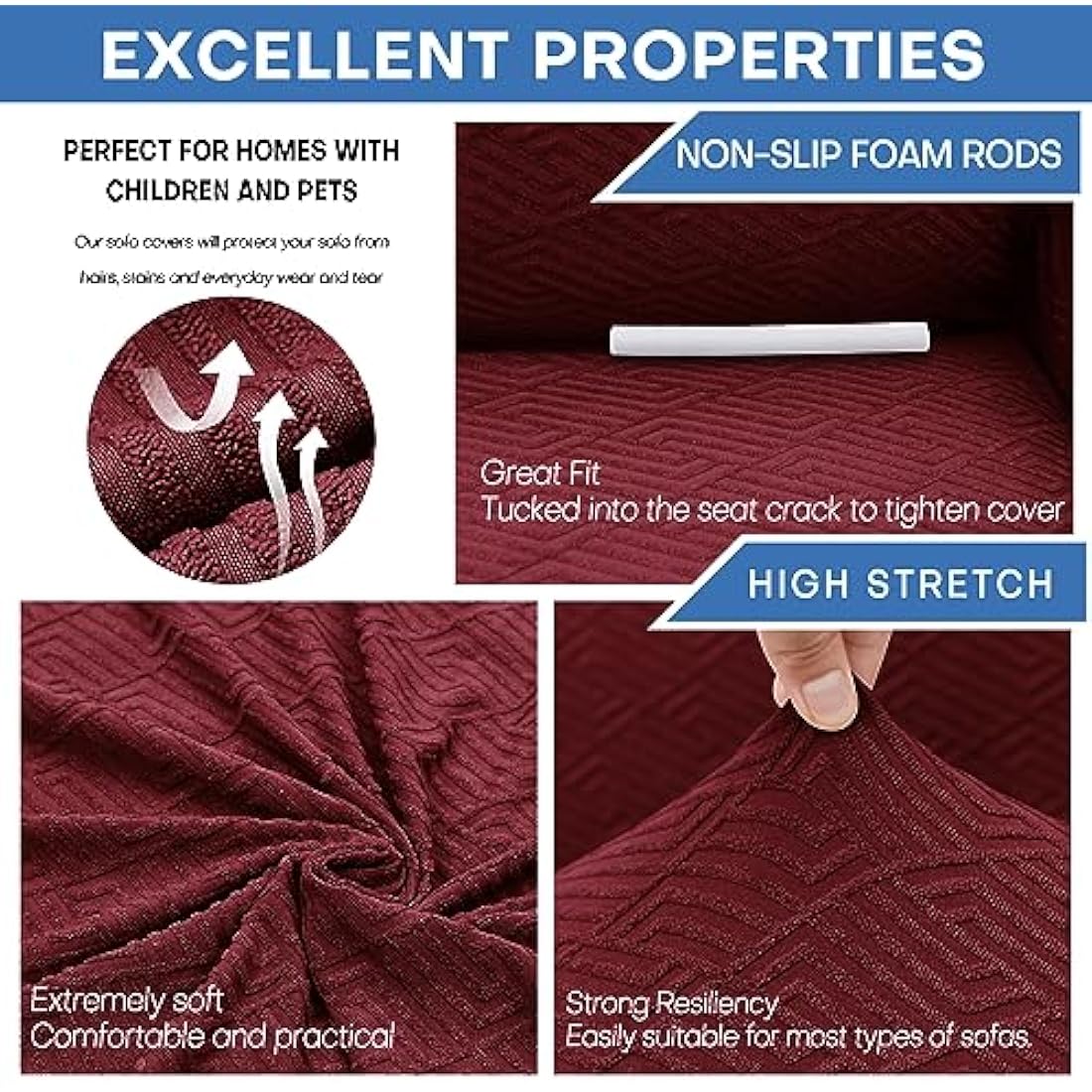 XINEAGE Stretch Jacquard Sofa Cover – 3 Seater Non-Slip Couch Protector