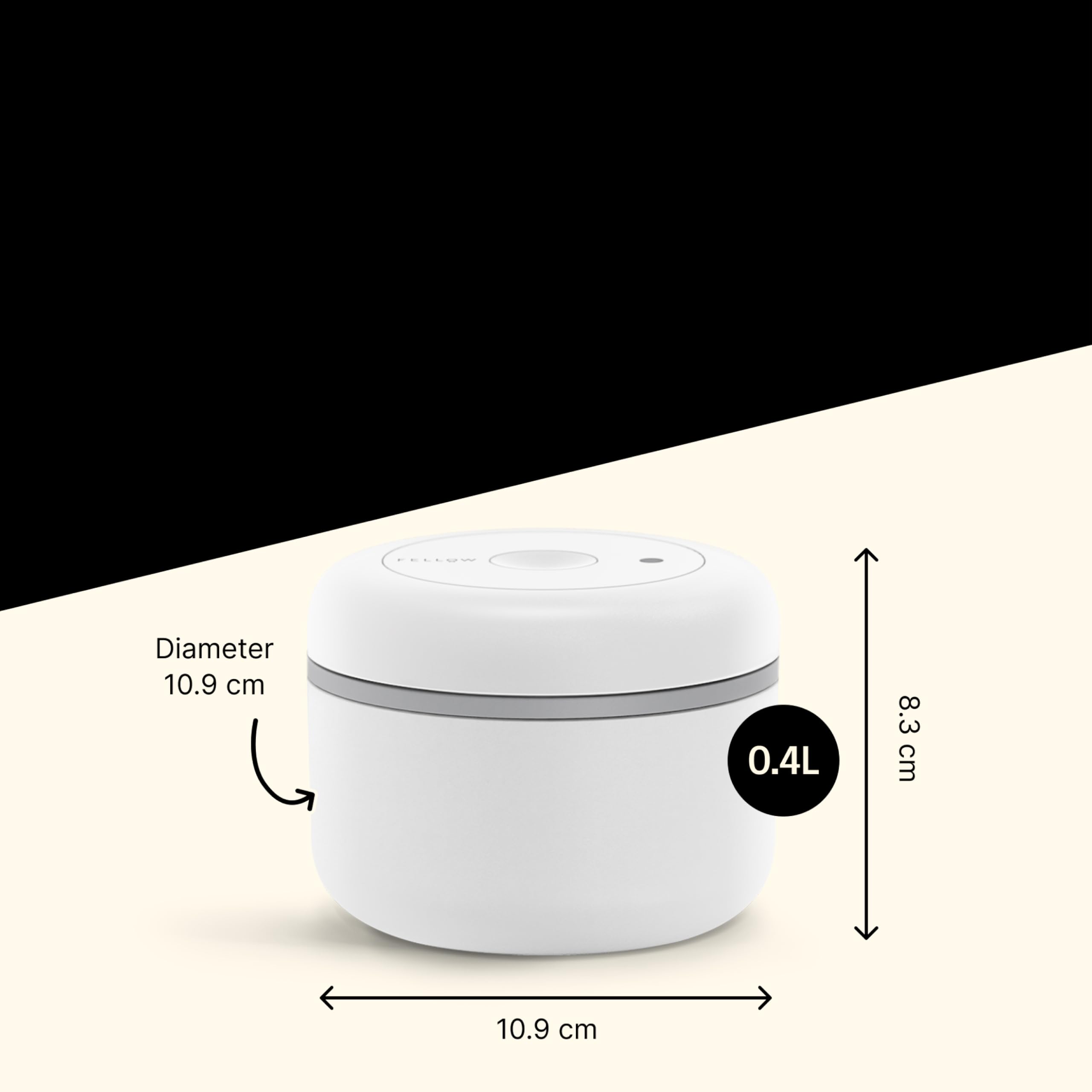 Fellow Atmos Vacuum Coffee Canister – Airtight Matte White, 0.4L