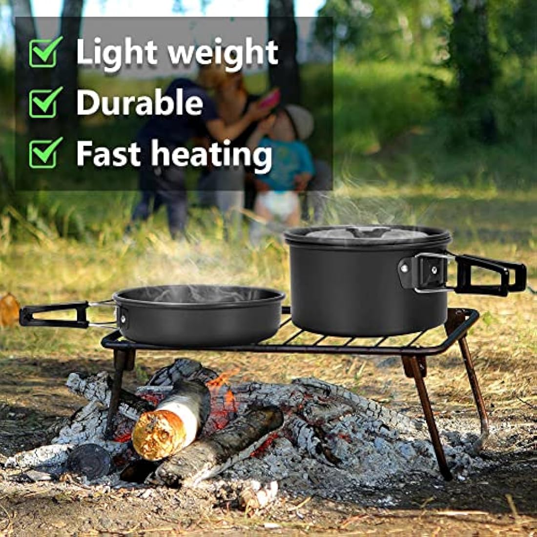 aiGear 15-Piece Lightweight Aluminum Camping Cookware Set with Kettle