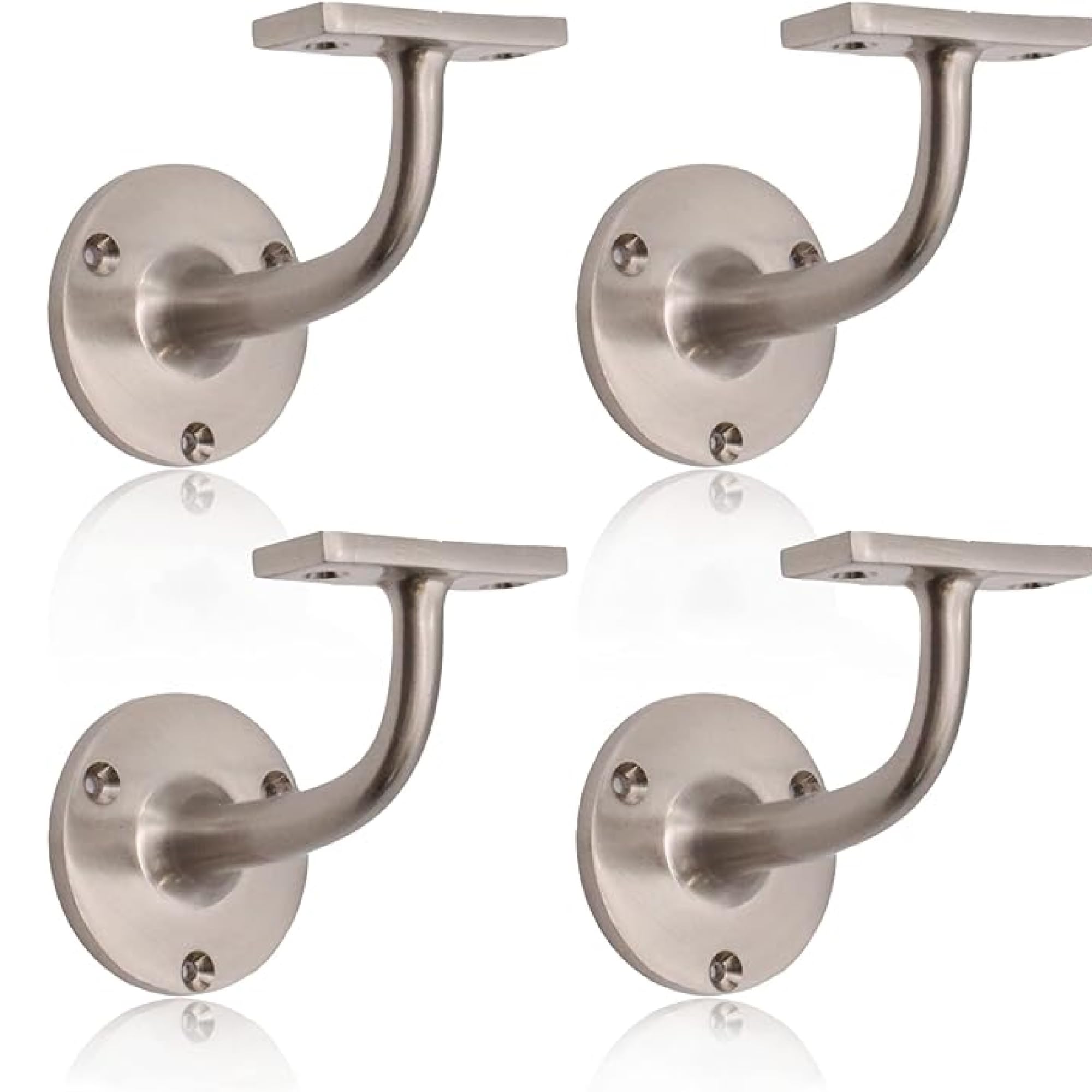 Satin Nickel Handrail Brackets for Stair Bannister – 4 Pack