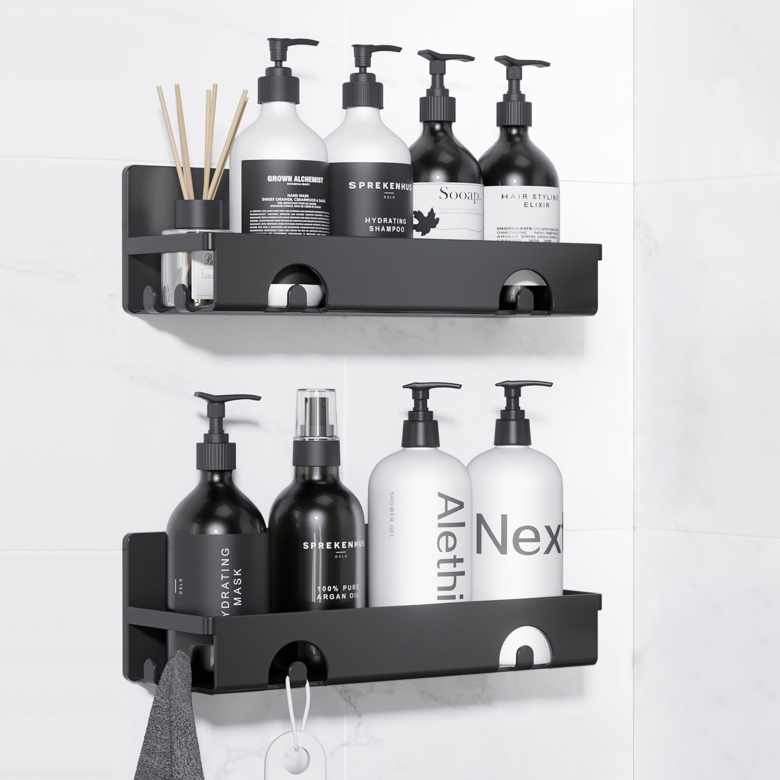 Shower Caddy 2-Pack | Rustproof Adhesive Bathroom Shelf