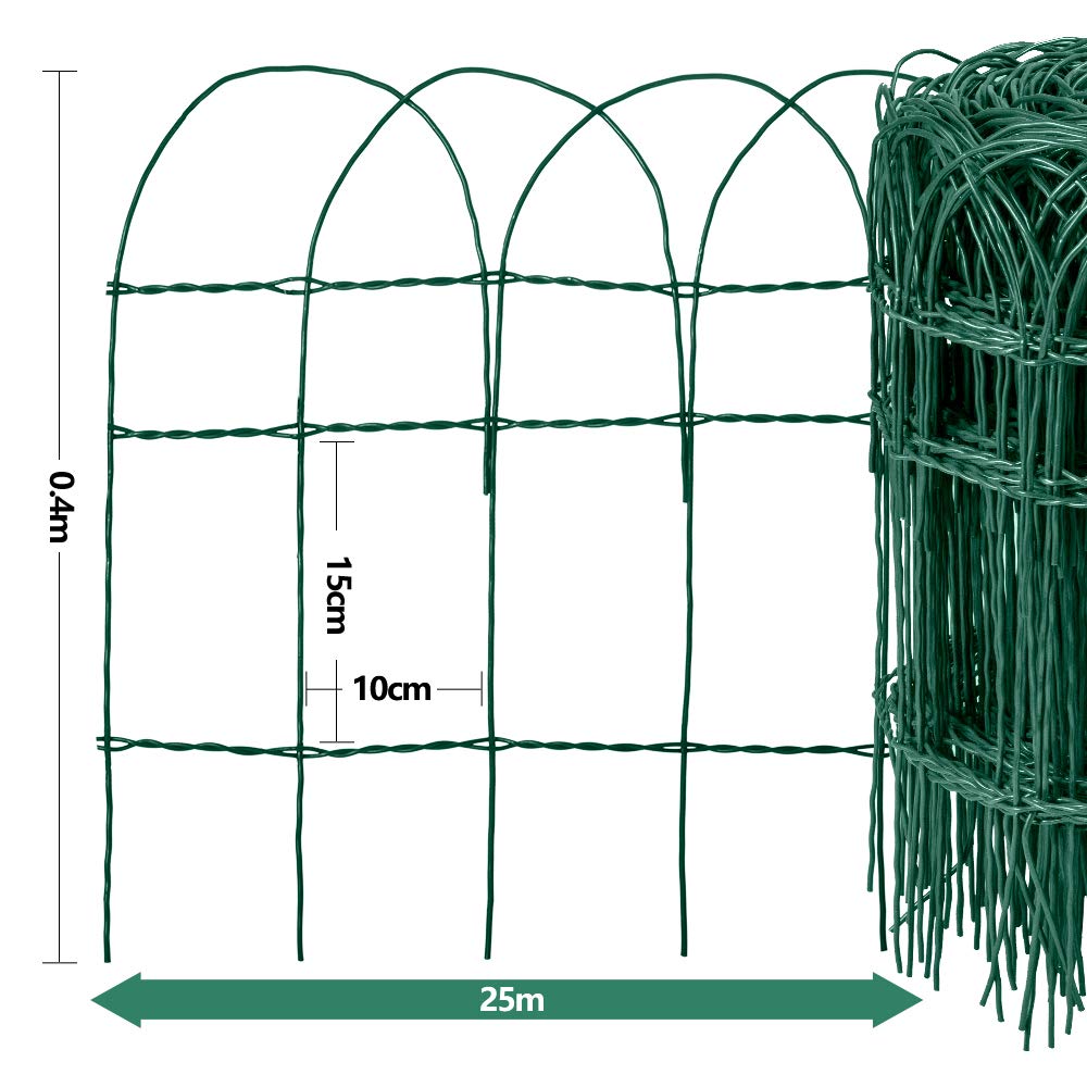 Amagabeli Green Garden Border Fence | 0.4m x 25m PVC Coated Metal Wire
