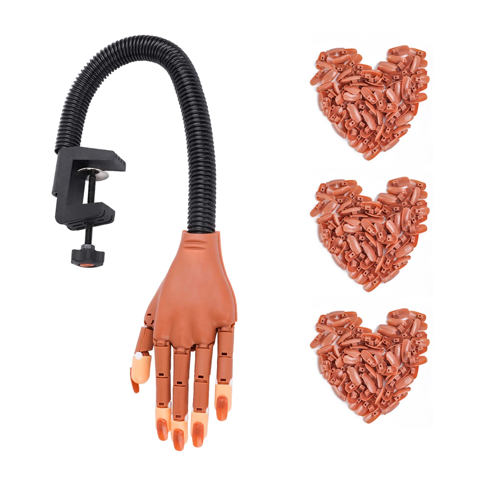 Deciniee Practice Hand for Acrylic Nails | Flexible Training Tool with 300 Tips