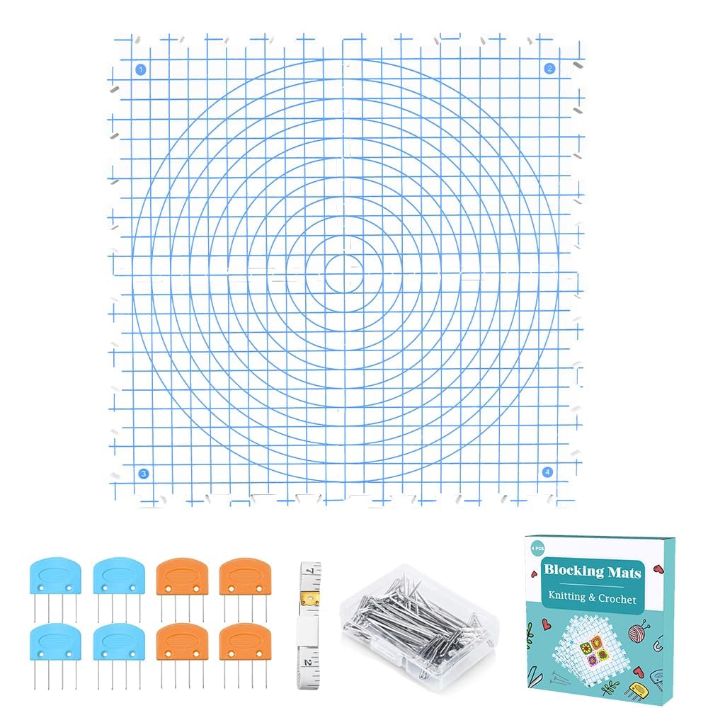 Knitiss 4-Pack Blocking Mats for Knitting & Crochet - 0.6" Thick Foam Boards