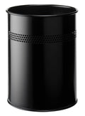Durable Metal Round Waste Bin Black - 15 Litre Capacity - 30mm Perforated Ring Design - Waste Bin for Bedrooms, Offices, Bathrooms, etc. - image 1