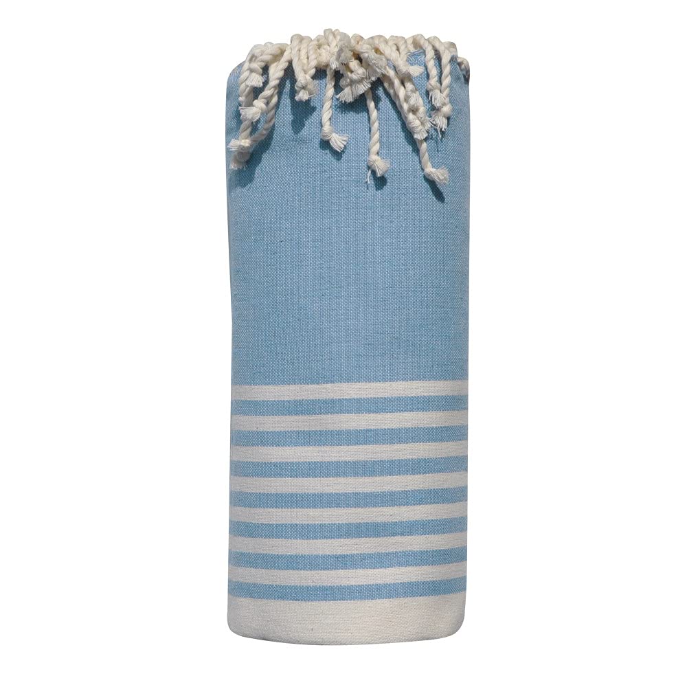 Les Poulettes Bijoux Blue Cotton Fouta Hammam & Beach Towel - 150x250cm
