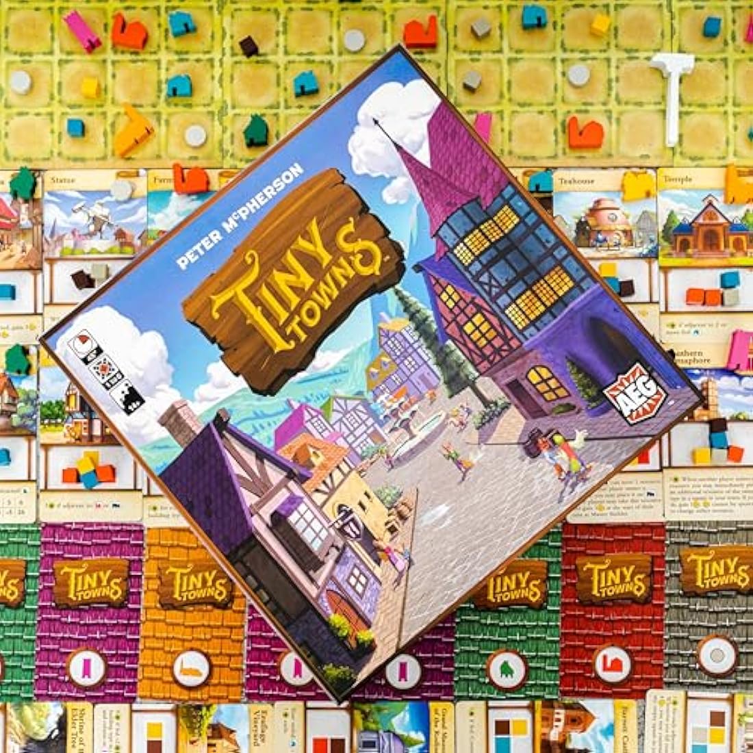 AEG Tiny Towns Board Game – Strategic Resource Management for 1-6 Players