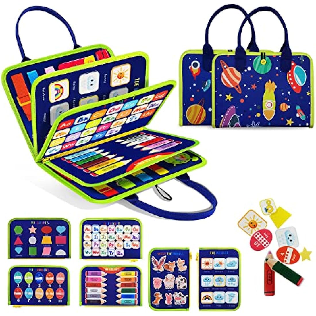 TenFans Montessori Busy Board – Sensory Toddler Travel Toy for Fine Motor Skills