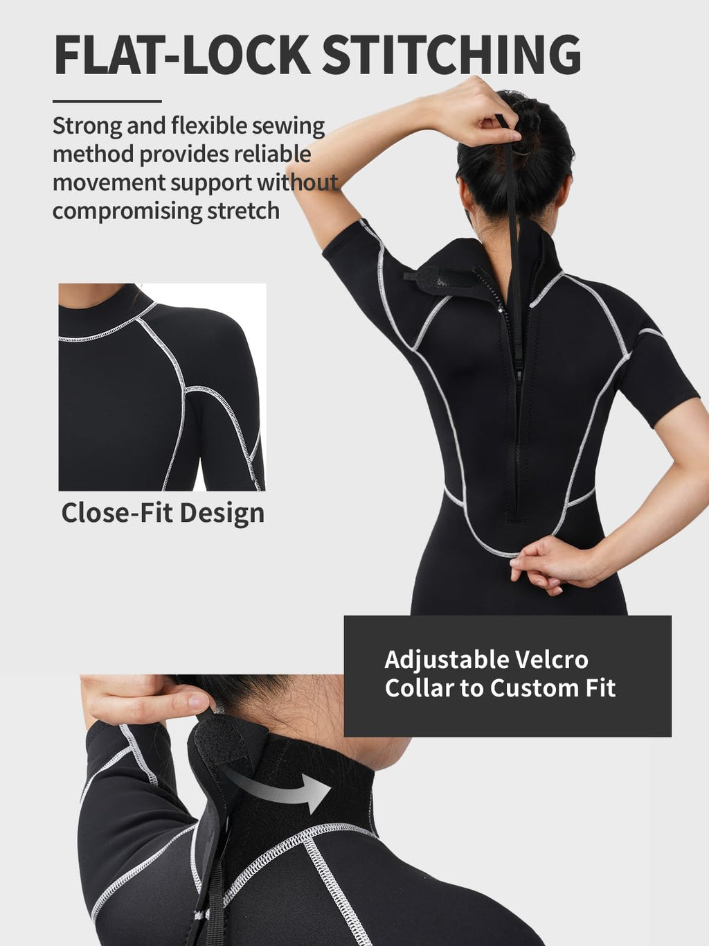 Owntop Women's 3/2mm Shorty Wetsuit | Neoprene Back Zip Diving Suit