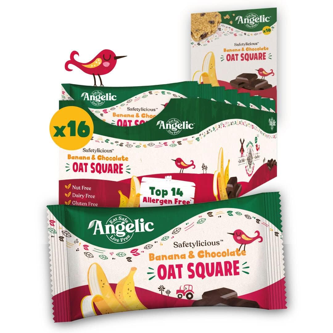 Angelic Banana & Chocolate Oat Squares – Vegan & Gluten Free (16 Pack)